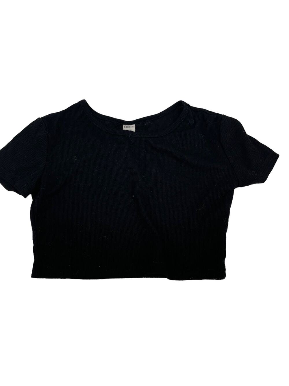 SheIn Girls' Black Short Sleeve Ribbed Crop Top Youth Size 9